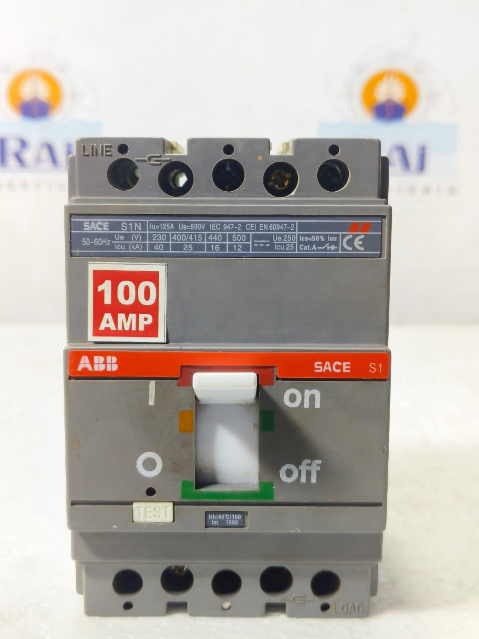 ABB SACE S1N 100AMP CIRCUIT BREAKER MCCB 3 POLE