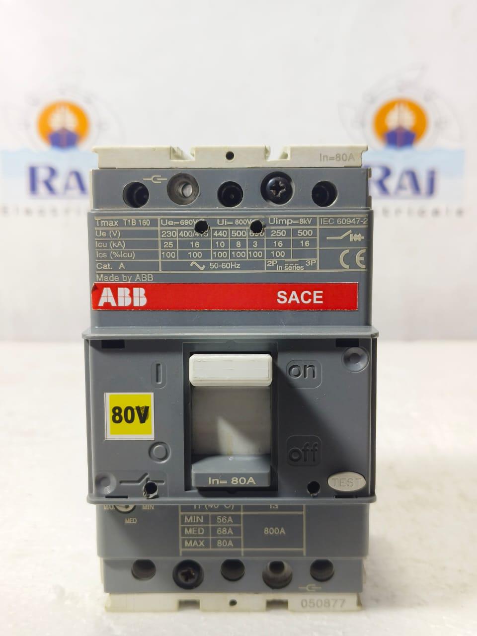 ABB Tmax T1B 160 80AMP CIRCUIT BREAKER MCCB 3 POLE