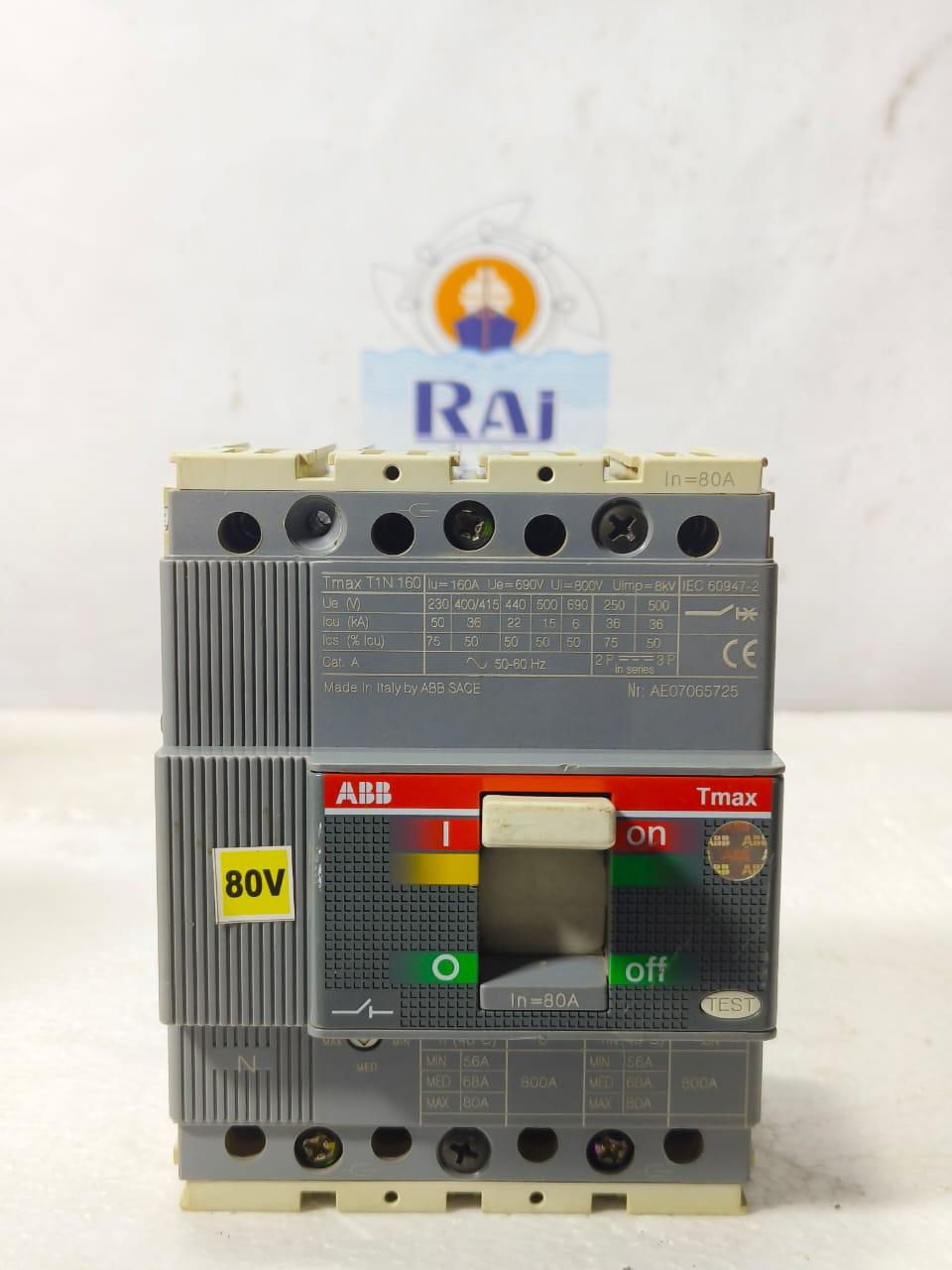 ABB TMAX T1N 160 80AMP CIRCUIT BREAKER MCCB 4 POLE