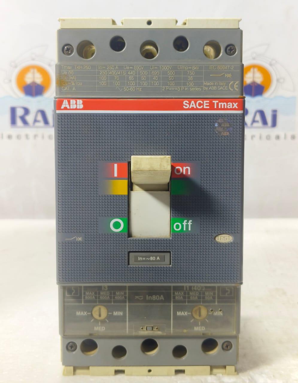 ABB TMAX T4H 250 80AMP CIRCUIT BREAKER MCCB 3 POLE