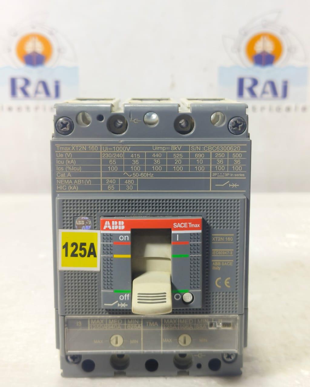 ABB TMAX XT2N 160 125AMP CIRCUIT BREAKER MCCB 3 POLE