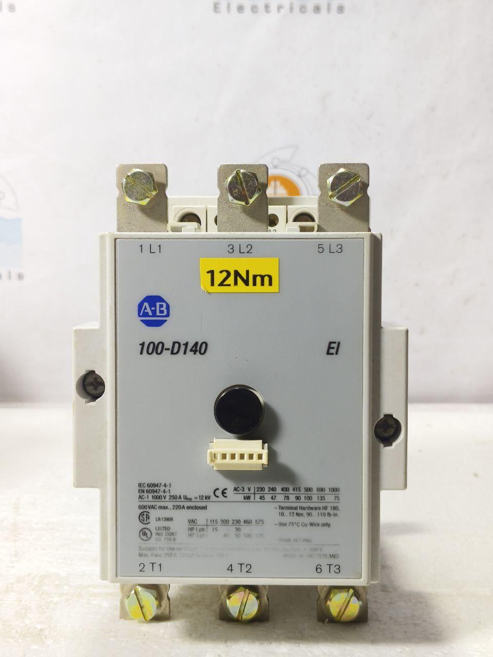ALLEN BRADLEY 100-D140 3POLE 208-277V 50/60Hz MAGNETIC CONTACTOR 100D140